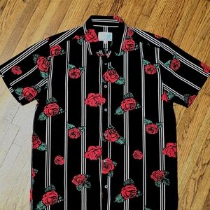 Fresh Black and Red Rose Men's Shirt